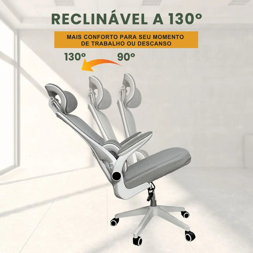 Cadeira Escritório Ergonômica Genebra G500 Luvinco Cor Cinza Com Suporte Lombar Estofado Mesh