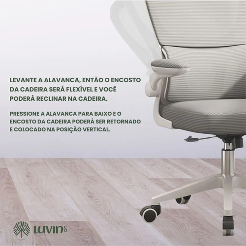 Cadeira Escritório Ergonômica Genebra G500 Luvinco Cor Cinza Com Suporte Lombar Estofado Mesh