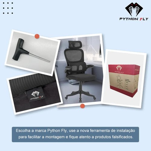 Cadeira Escritório Ergonômica Giratória com Apoio Lombar da Python Fly