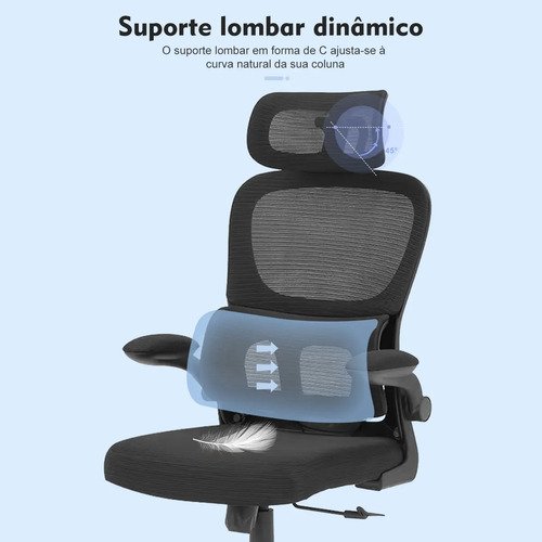Cadeira Escritório Ergonômica Giratória com Apoio Lombar da Python Fly