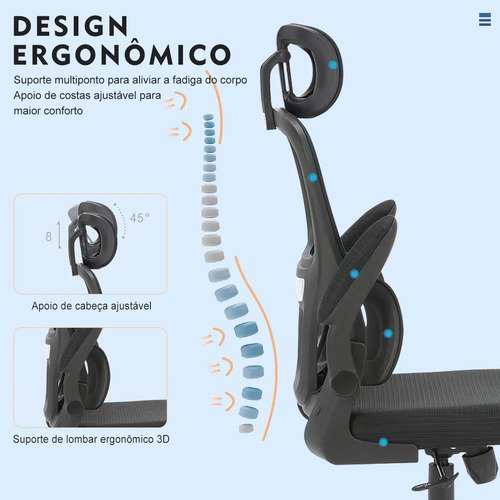 Cadeira Escritório Ergonômica Giratória com Apoio Lombar da Python Fly