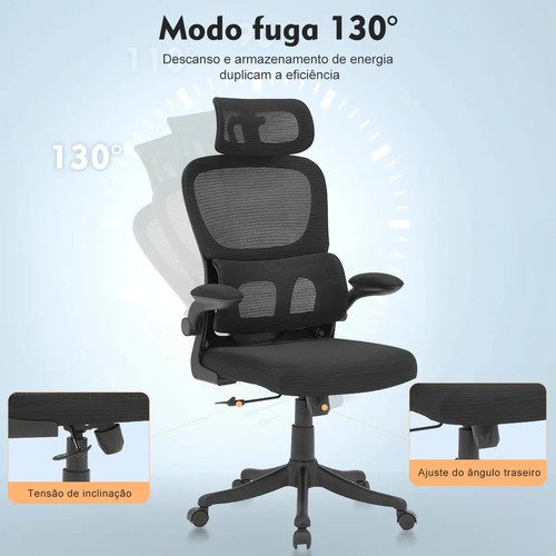 Cadeira Escritório Ergonômica Giratória com Apoio Lombar da Python Fly