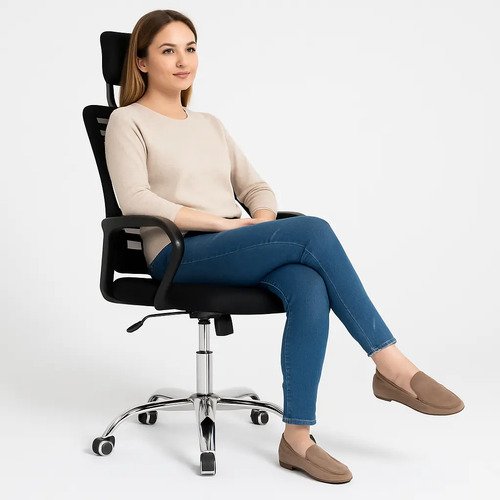 Cadeira Escritório Ergonômica Heads Top Bestchair Cor Preto Material do estofamento Tecido