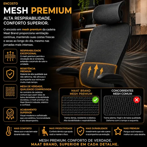 Cadeira Escritório Ergonômica Maat Brand Com Suporte Lombar