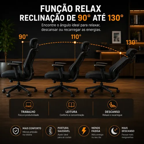 Cadeira Escritório Ergonômica Maat Brand Com Suporte Lombar