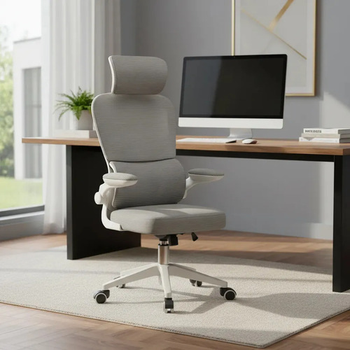 Cadeira escritorio ergonomica python fly b07 cinza com supor