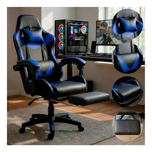 Cadeira escritorio gamer ergonomica reclinavel com apoio dos