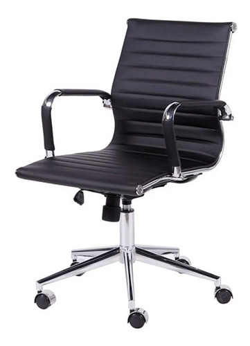 Cadeira Escritório Or Design 3301 Baja Ergonômica Preta Couro Sintético
