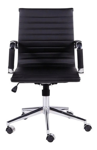Cadeira Escritório Or Design 3301 Baja Ergonômica Preta Couro Sintético