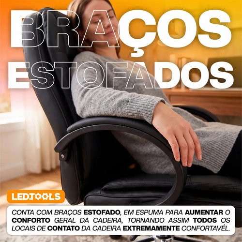 Cadeira escritório presidente ergonômica couro cor preto K Nakasaki