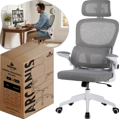 Cadeira escritorio presidente ergonomica nr17 marqs home arc 1