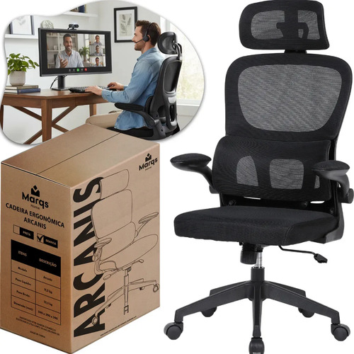 Cadeira escritorio presidente ergonomica nr17 marqs home arc
