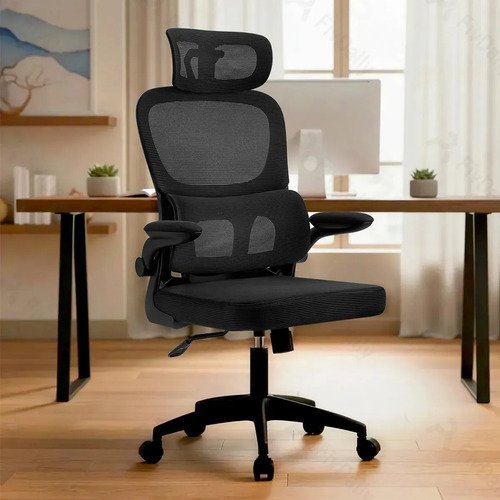 Cadeira escritorio presidente ergonomica preta giratoria 360