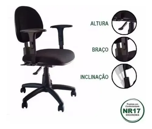 Cadeira Executiva Ergonômica Giratória Back System Nr 17