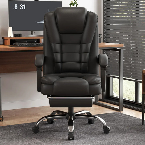 Cadeira Executiva Sweet Studio Ergonômica Preta, Com Apoio de Pés e Encosto Reclinável