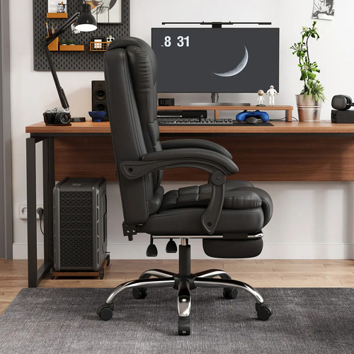 Cadeira Executiva Sweet Studio Ergonômica Preta, Com Apoio de Pés e Encosto Reclinável