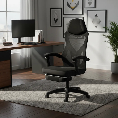 Cadeira gamer ergonomica giratoria apoio de pes confortavel 1
