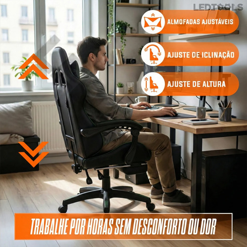 Cadeira Gamer Ergonômica Para Jogos Pc Reclinável Apoio Pé