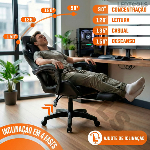Cadeira Gamer Ergonômica Para Jogos Pc Reclinável Apoio Pé