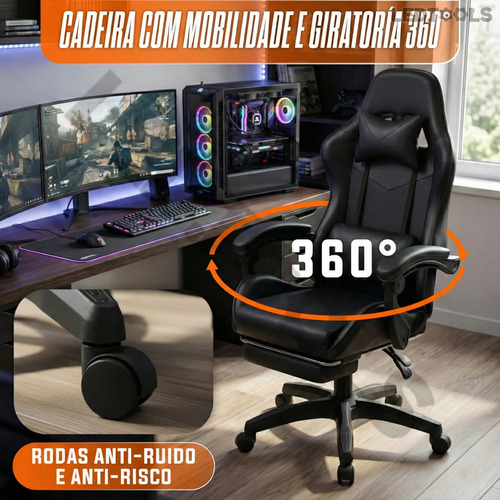 Cadeira Gamer Ergonômica Para Jogos Pc Reclinável Apoio Pé