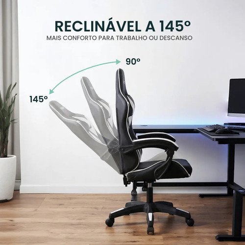 Cadeira Gamer Lancer Preta e Branca Healer