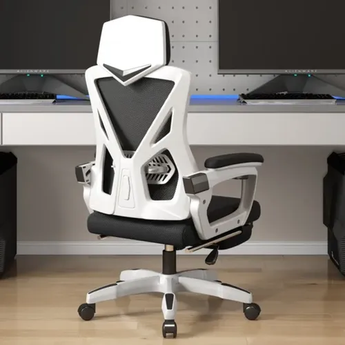 Cadeira Gamer Preto E Gamer Escritório Branco Profissional