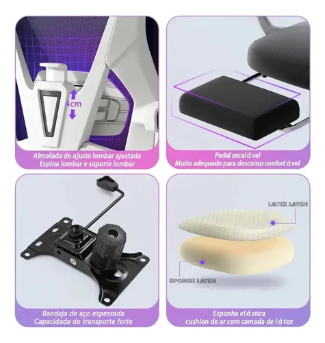 Cadeira Gamer Preto E Gamer Escritório Branco Profissional