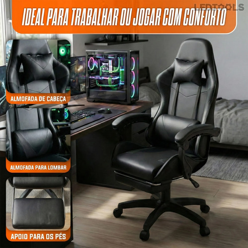 Cadeira Gamer Profissional Ergonômica Reclinável Apoio Pés