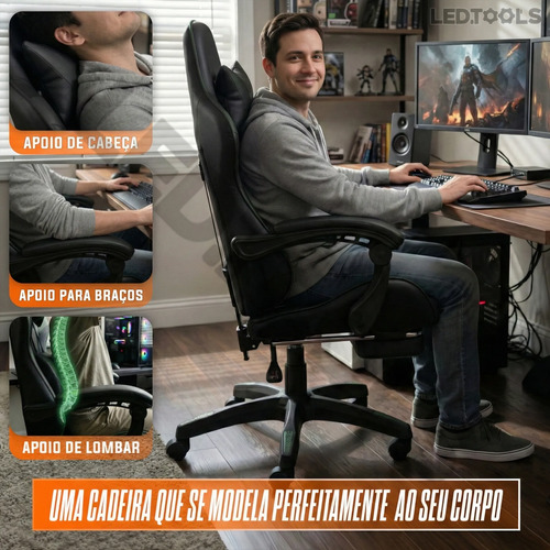 Cadeira Gamer Profissional Ergonômica Reclinável Apoio Pés
