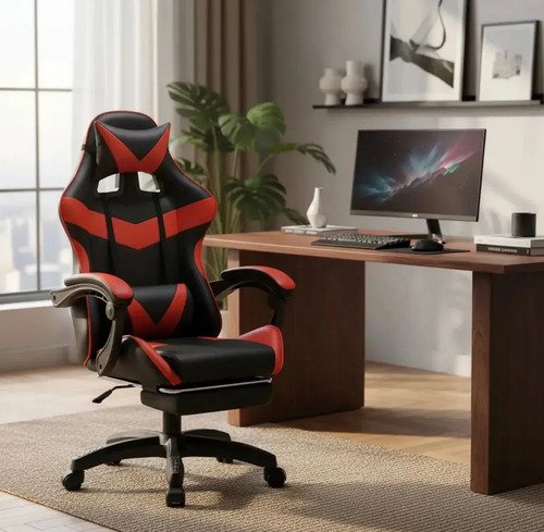 Cadeira gamer reclinavel ergonomica com apoio para pes e cab