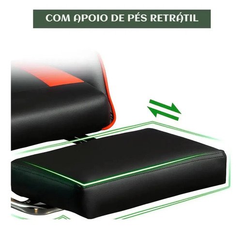 Cadeira Gamer Reclinável Ergonômica Com Apoio Para Pés e Cabeça de Couro Sintético Vermelho Sweet Studio