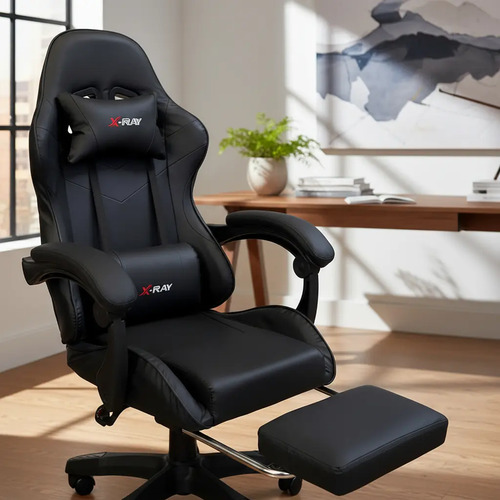 Cadeira Gamer Reclinável X-Ray Fit Preta Ergonômica com Apoio para Pés