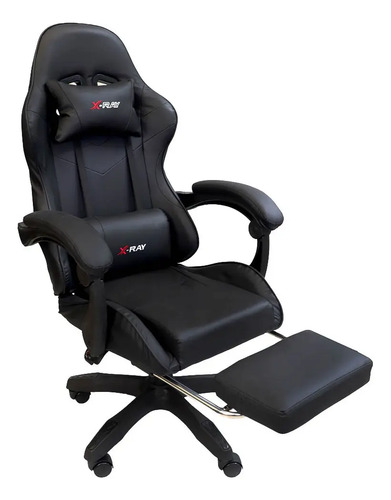 Cadeira Gamer Reclinável X-Ray Fit Preta Ergonômica com Apoio para Pés