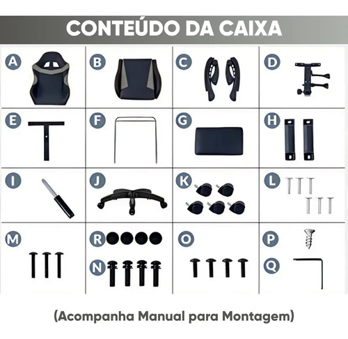 Cadeira Gamer Viva Game DUO Apoio para Pés Couro Sintético Preto Cinza