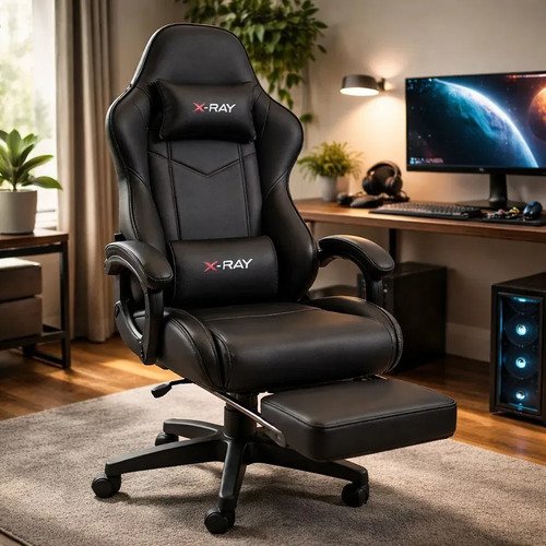 Cadeira gamer x ray para jogosescritorio confortavel cor bla