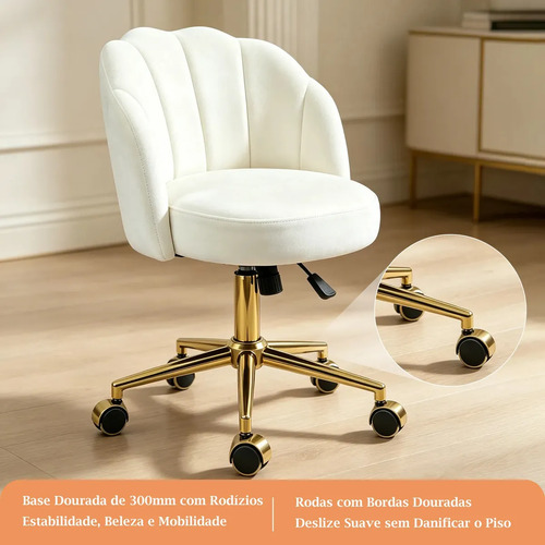 Cadeira Giratória Ergonômica Para Escritório E Penteadeira Branco Espuma