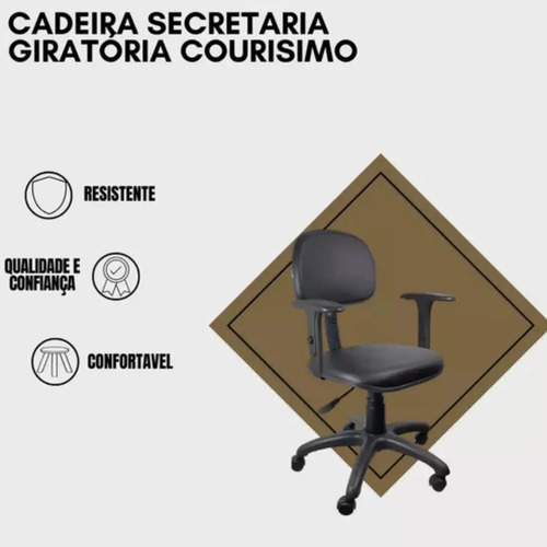 Cadeira Giratória Para Escritório Secretária Courino Preto