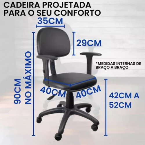 Cadeira Giratória Para Escritório Secretária Courino Preto