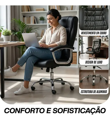 Cadeira Presidente Big 42 Molas Ensacadas Reclinável 120kg