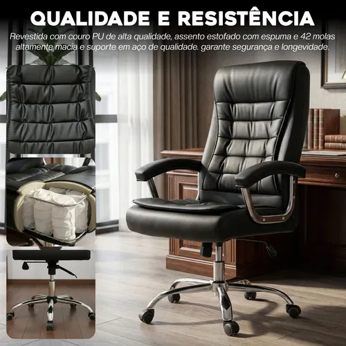 Cadeira Presidente Big 42 Molas Ensacadas Reclinável 120kg