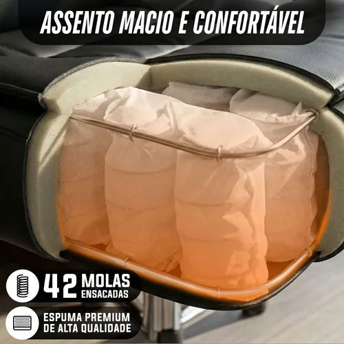 Cadeira Presidente Big 42 Molas Ensacadas Reclinável 120kg