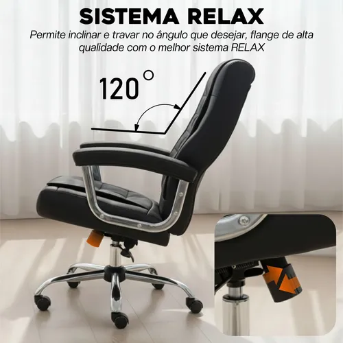 Cadeira Presidente Big 42 Molas Ensacadas Reclinável 120kg