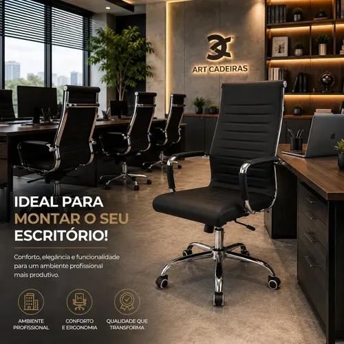 Cadeira Presidente Reclinável Escritório Giratória Relax