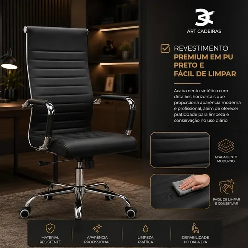 Cadeira Presidente Reclinável Escritório Giratória Relax