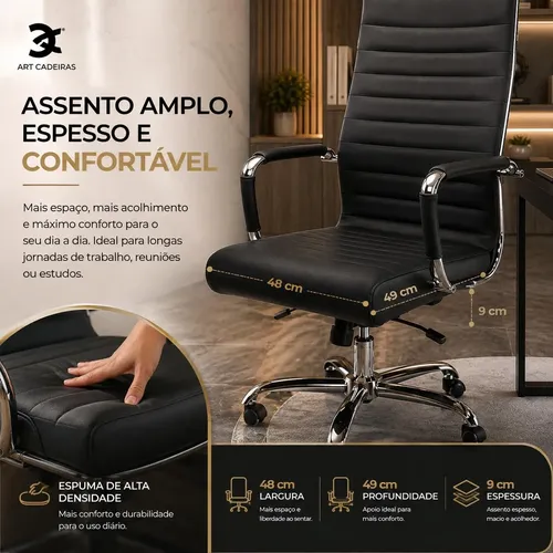 Cadeira Presidente Reclinável Escritório Giratória Relax
