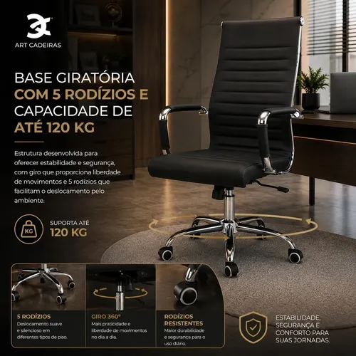 Cadeira Presidente Reclinável Escritório Giratória Relax