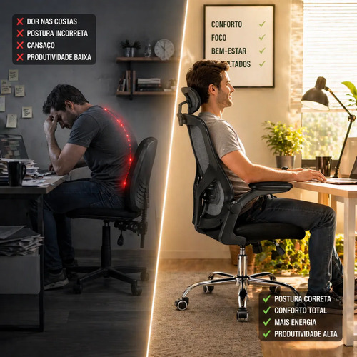 Cadeira Studio 150kg Gamer Minimalista Mesh Alta Densidade