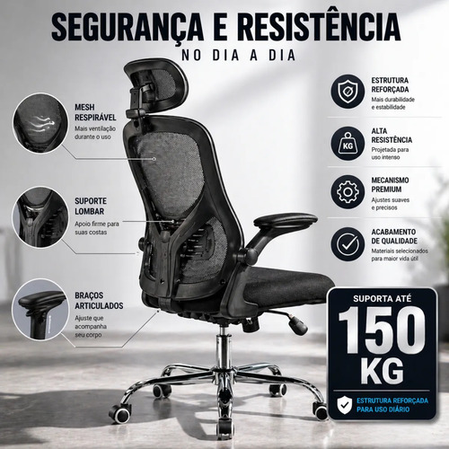 Cadeira Studio 150kg Gamer Minimalista Mesh Alta Densidade