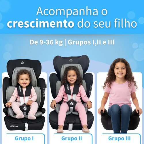 Cadeirinha Infantil Para Carro 9-36kg Passeio Com Segurança Cadeirinha Infantil Preto
