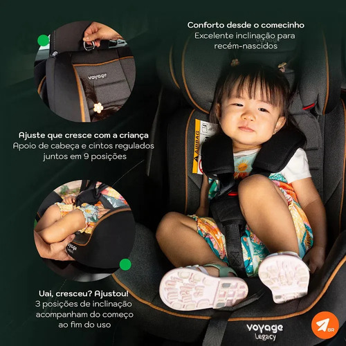 Cadeirinha Infantil Reclinável Legacy Cinza e Preto Mescla Voyage